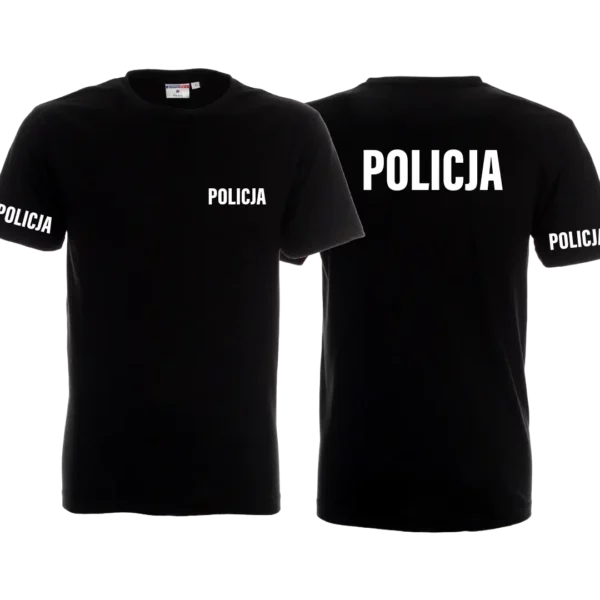 Koszulka Policja + rękawki czarna biały nadruk Nacotokomu Opole