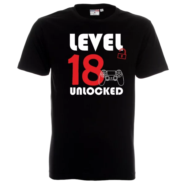 Koszulka na 18 urodziny – Level 18 Unlocked męska-koszulka na osiemnastkę-koszulki dla solenizanta-nacotokomu opole (2)