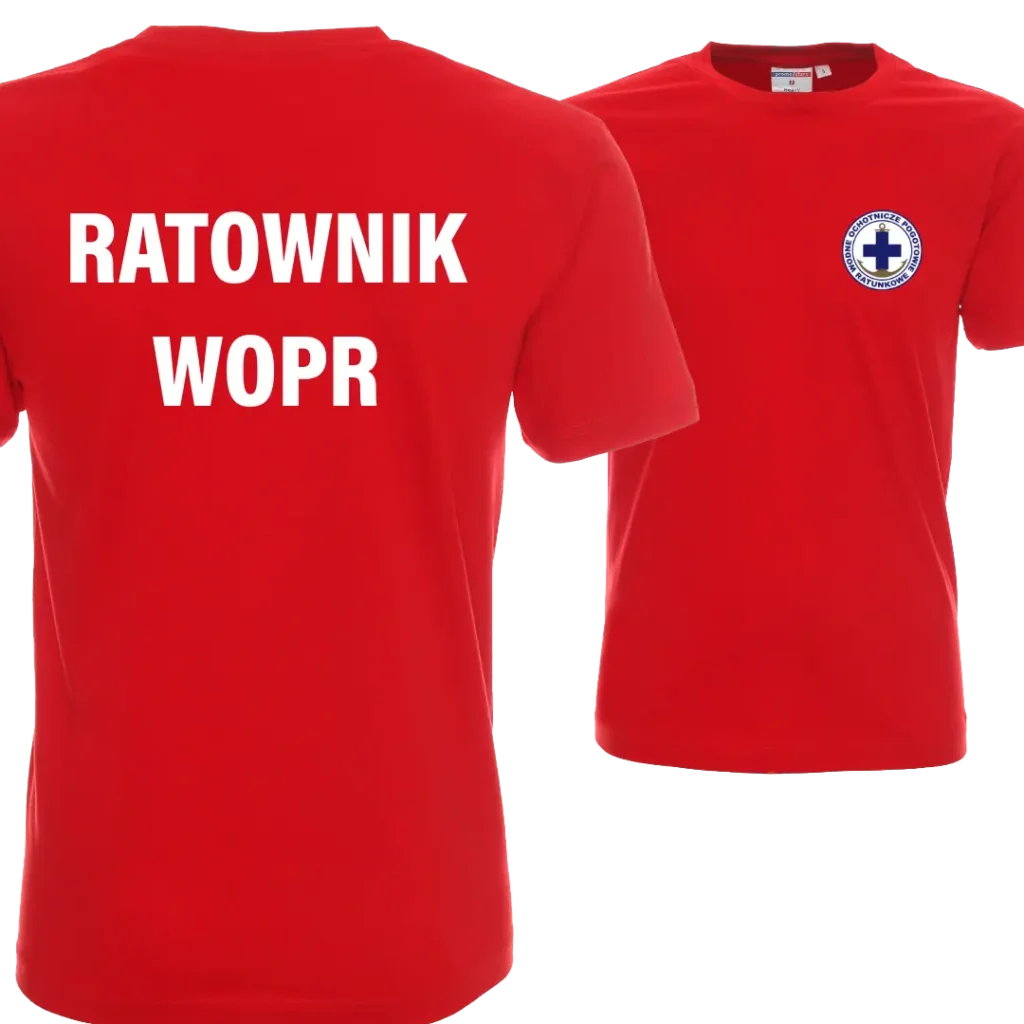 nacotokomu koszulka-ratownik-wopr-logo-bawelniana-czerwona-nacotokomu-opole